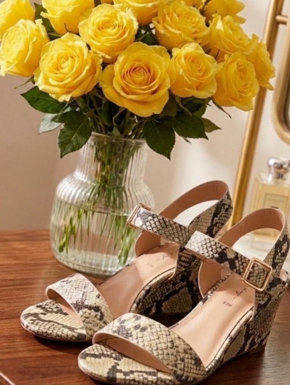 Pennington's Women's Open-Toe Snake Print Ankle Strap Sandals - Neutral